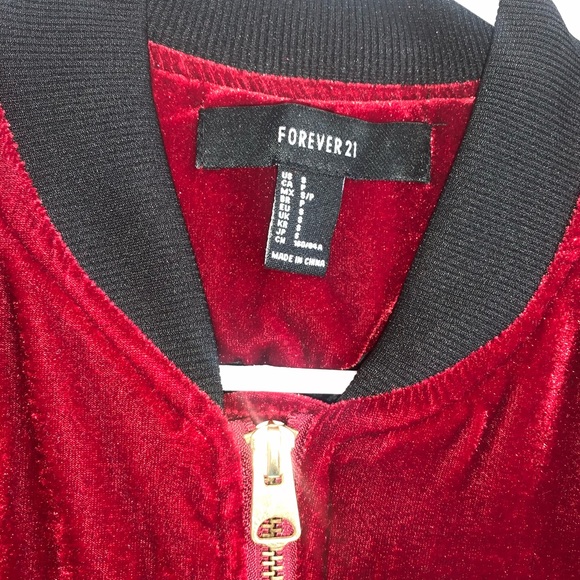 Maroon velvet bomber jacket - Picture 2 of 3